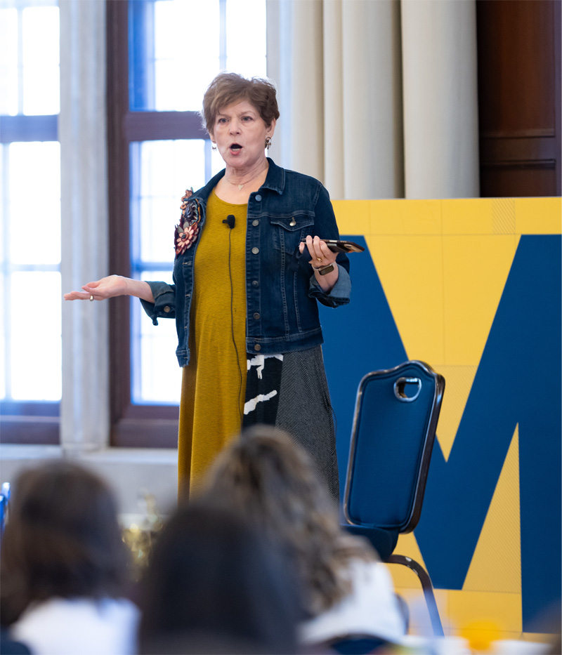 Keynote speaker Ann Wylie on stage at the MXB Marketing & Communications Summit.
